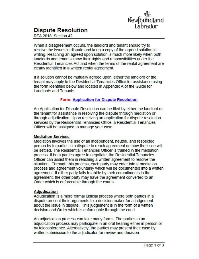 Fact Sheet – Dispute Resolution Service Nl Renting In Nl